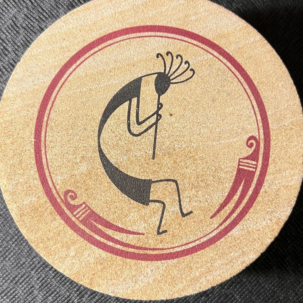 Kakadu Traders Kokopelli Style Sandstone Coasters w/ Cork Back Set of 4